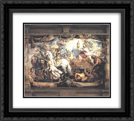 Triumph of Church over Fury, Discord, and Hate 22x20 Black Ornate Wood Framed Art Print Poster with Double Matting by Rubens, Peter Paul