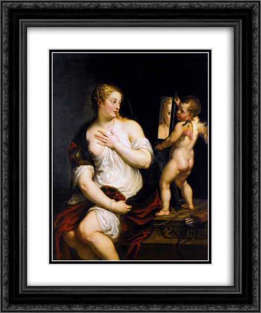Venus at her Toilet 20x24 Black Ornate Wood Framed Art Print Poster with Double Matting by Rubens, Peter Paul