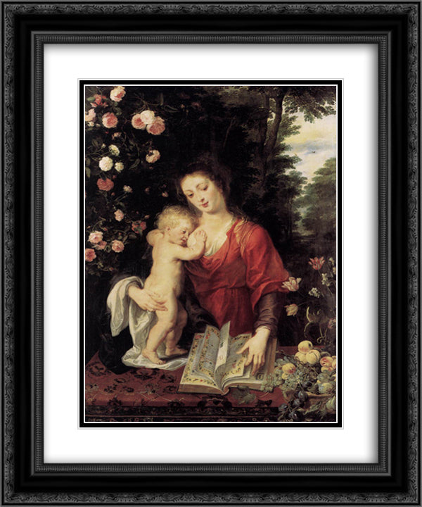 Virgin and Child 20x24 Black Ornate Wood Framed Art Print Poster with Double Matting by Rubens, Peter Paul