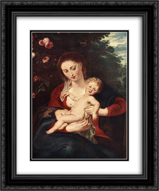 Virgin and Child 20x24 Black Ornate Wood Framed Art Print Poster with Double Matting by Rubens, Peter Paul