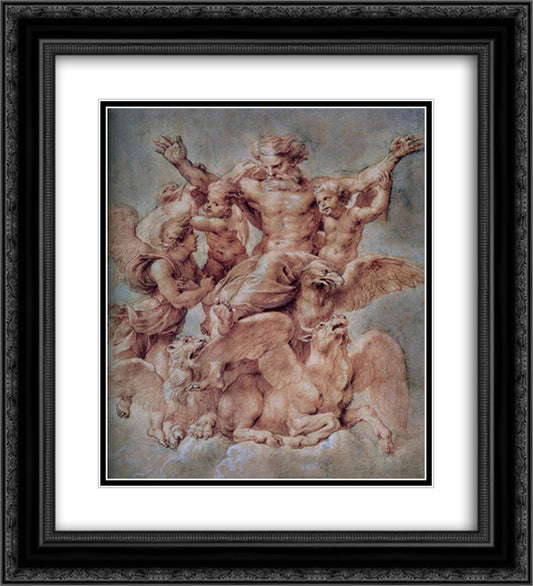 Vision of Ezekiel 20x22 Black Ornate Wood Framed Art Print Poster with Double Matting by Rubens, Peter Paul