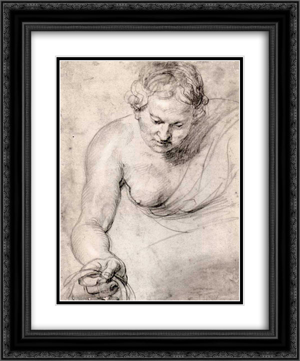 Woman 20x24 Black Ornate Wood Framed Art Print Poster with Double Matting by Rubens, Peter Paul