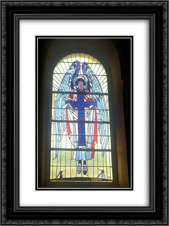Angel With The Cross ( the triptych The Annunciation) 18x24 Black Ornate Wood Framed Art Print Poster with Double Matting by Kholodny (Elder), Petro