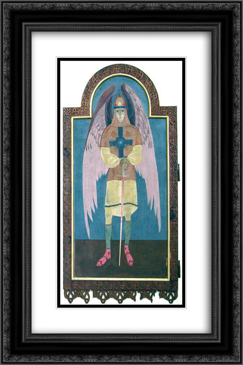 Icon of Archangel Michael 16x24 Black Ornate Wood Framed Art Print Poster with Double Matting by Kholodny (Elder), Petro