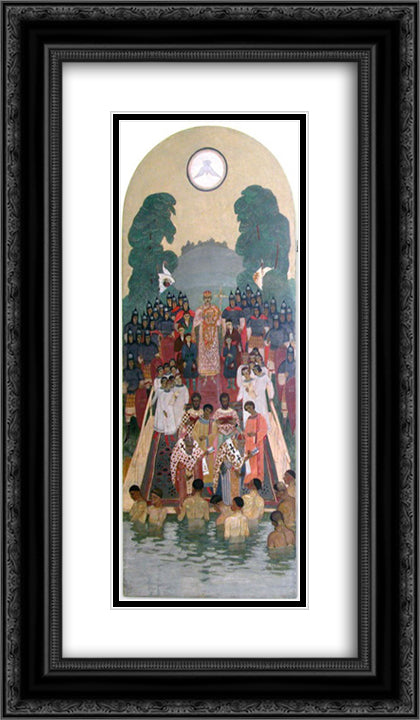 Icon The Christianization of Rus' 14x24 Black Ornate Wood Framed Art Print Poster with Double Matting by Kholodny (Elder), Petro