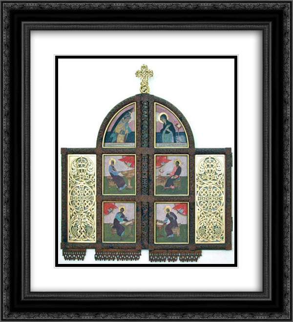 Iconostasis in the Holy Spirit Chapel of the Greek Catholic Theological Seminary in Lviv (1920s) 20x22 Black Ornate Wood Framed Art Print Poster with Double Matting by Kholodny (Elder), Petro