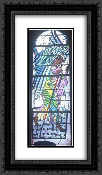 Walking Angel from the triptych The Annunciation 14x24 Black Ornate Wood Framed Art Print Poster with Double Matting by Kholodny (Elder), Petro
