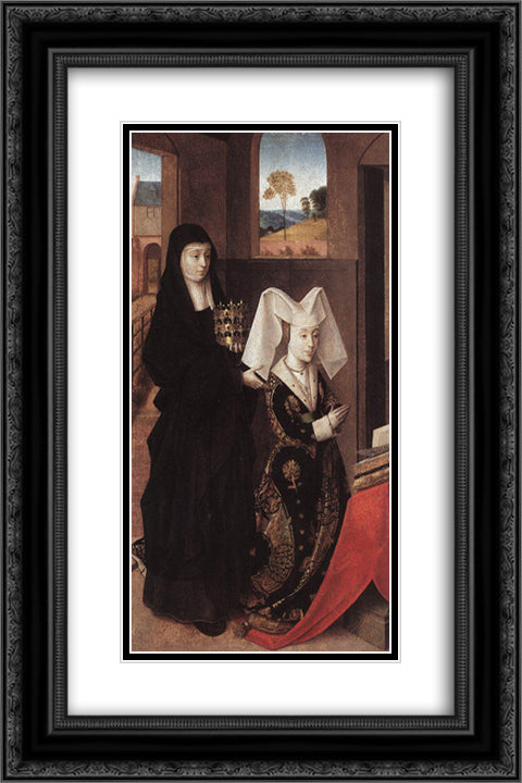 Isabella Of Portugal With St. Elizabeth 16x24 Black Ornate Wood Framed Art Print Poster with Double Matting by Christus, Petrus