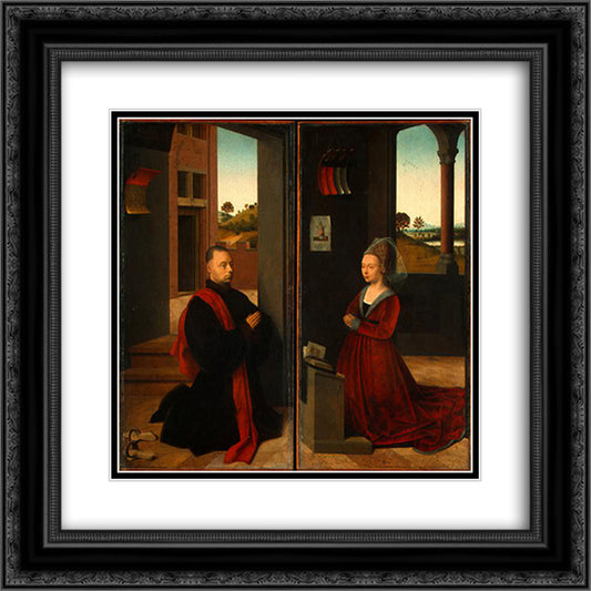 Portrait of a Male and Female Donor 20x20 Black Ornate Wood Framed Art Print Poster with Double Matting by Christus, Petrus