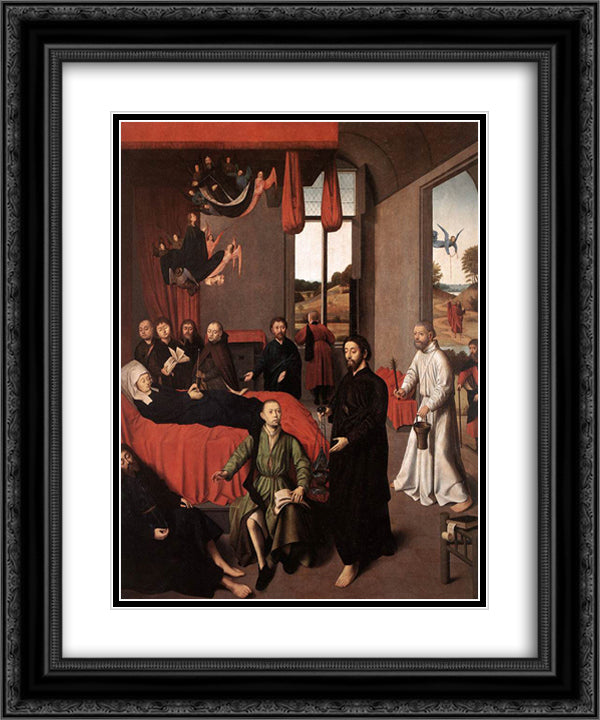 The Death of the Virgin 20x24 Black Ornate Wood Framed Art Print Poster with Double Matting by Christus, Petrus