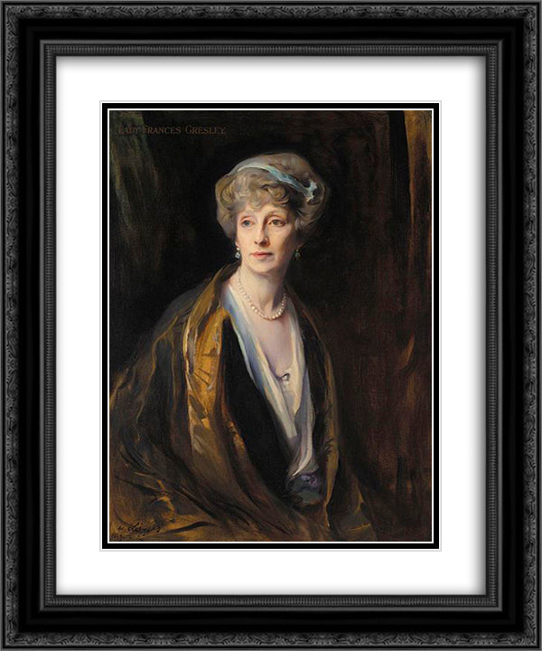 Lady Frances Gresley 20x24 Black Ornate Wood Framed Art Print Poster with Double Matting by Laszlo, Philip de