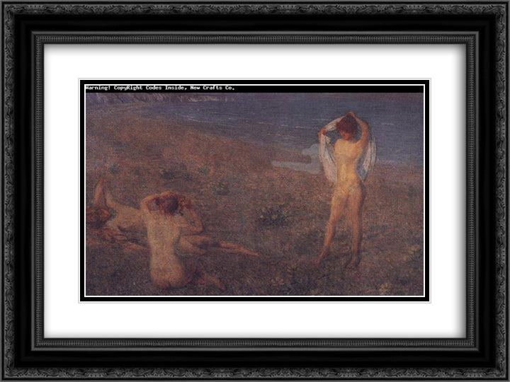 A Summer's Evening 24x18 Black Ornate Wood Framed Art Print Poster with Double Matting by Steer, Philip Wilson