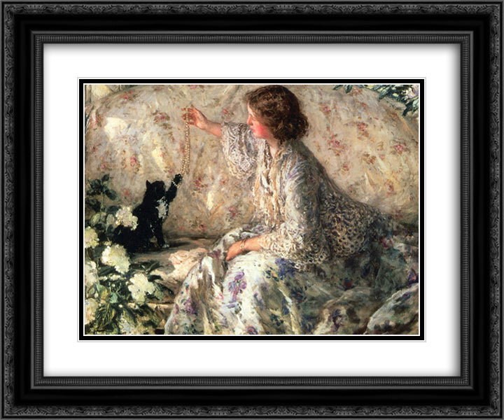 Hydrangeas 24x20 Black Ornate Wood Framed Art Print Poster with Double Matting by Steer, Philip Wilson