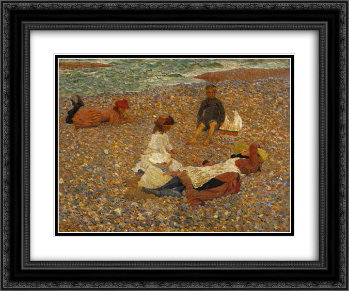 Knucklebones, Walberswick 24x20 Black Ornate Wood Framed Art Print Poster with Double Matting by Steer, Philip Wilson