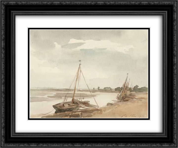 On the River Blackwater, Maldon 24x20 Black Ornate Wood Framed Art Print Poster with Double Matting by Steer, Philip Wilson