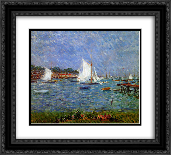 Summer at Cowes 22x20 Black Ornate Wood Framed Art Print Poster with Double Matting by Steer, Philip Wilson