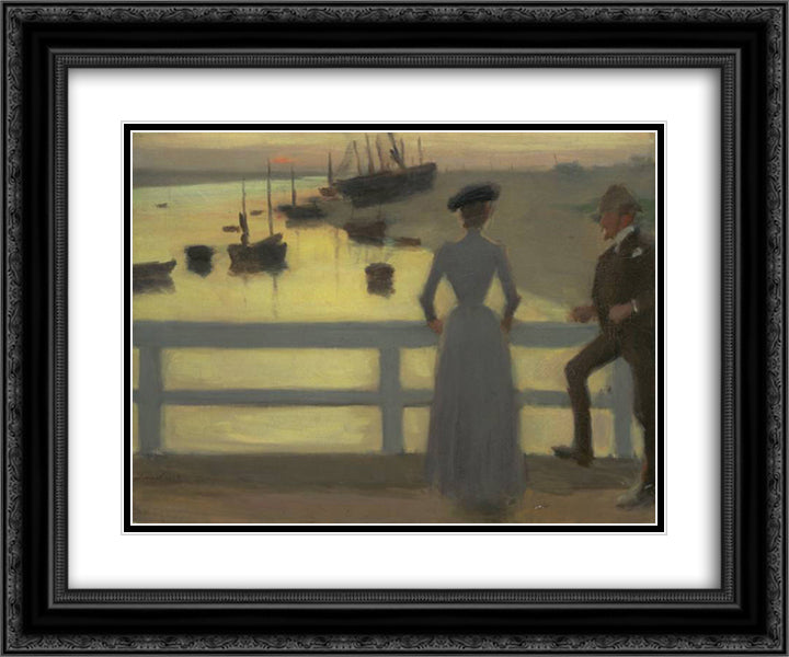 The Bridge 24x20 Black Ornate Wood Framed Art Print Poster with Double Matting by Steer, Philip Wilson