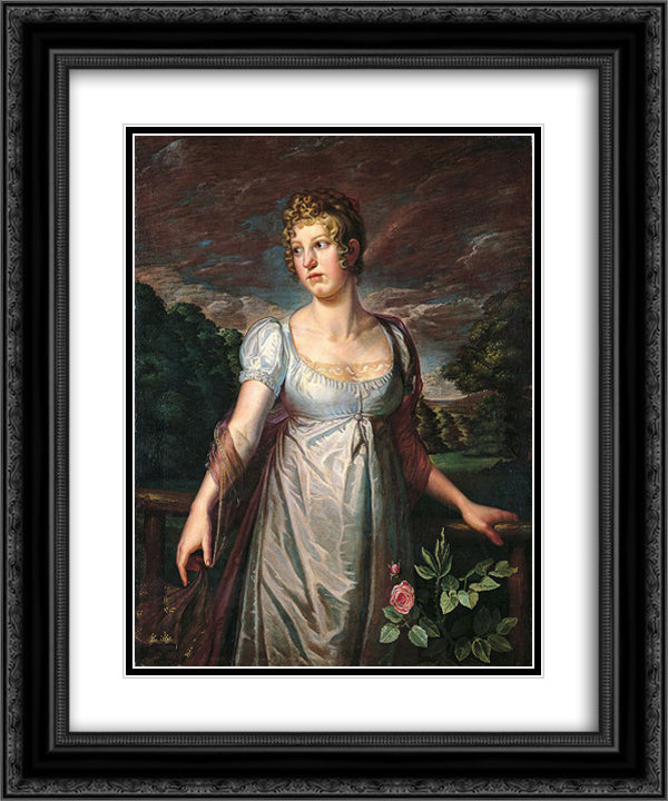 Portrait of Wilhelmina Sophia Helwig 20x24 Black Ornate Wood Framed Art Print Poster with Double Matting by Runge, Philipp Otto