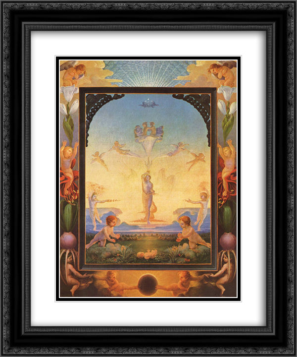 The Morning 20x24 Black Ornate Wood Framed Art Print Poster with Double Matting by Runge, Philipp Otto