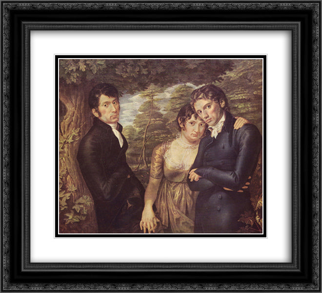 Wir drei 22x20 Black Ornate Wood Framed Art Print Poster with Double Matting by Runge, Philipp Otto