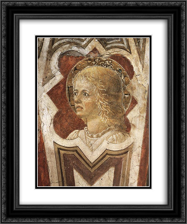 Angel 20x24 Black Ornate Wood Framed Art Print Poster with Double Matting by Piero, della Francesca