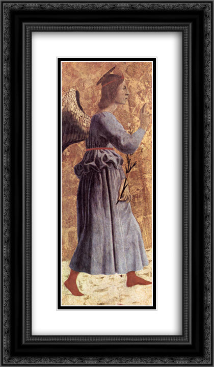 Archangel Gabriel 14x24 Black Ornate Wood Framed Art Print Poster with Double Matting by Piero, della Francesca