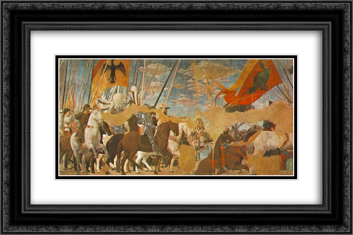 Battle Between Constantine And Maxentius 24x16 Black Ornate Wood Framed Art Print Poster with Double Matting by Piero, della Francesca