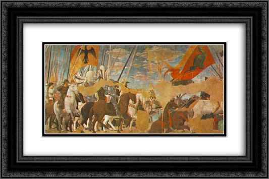 Battle Between Constantine And Maxentius 24x16 Black Ornate Wood Framed Art Print Poster with Double Matting by Piero, della Francesca
