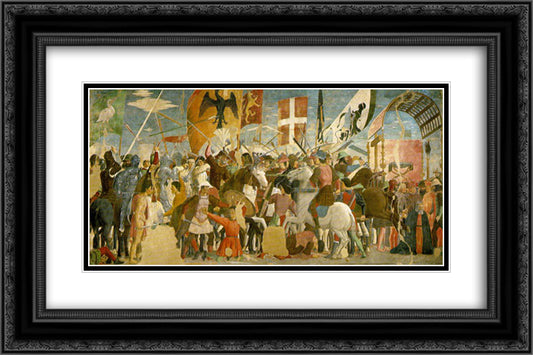 Battle between Heraclius and Chosroes 24x16 Black Ornate Wood Framed Art Print Poster with Double Matting by Piero, della Francesca