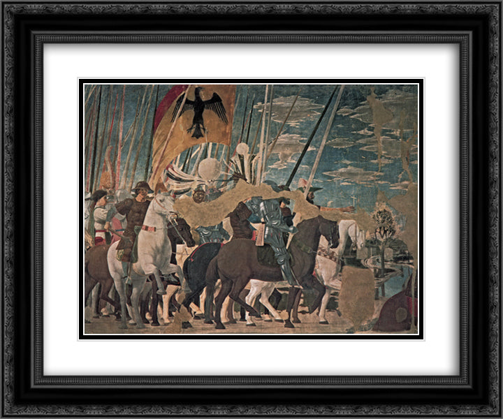 Constantine's Victory over Maxentius (detail) 24x20 Black Ornate Wood Framed Art Print Poster with Double Matting by Piero, della Francesca