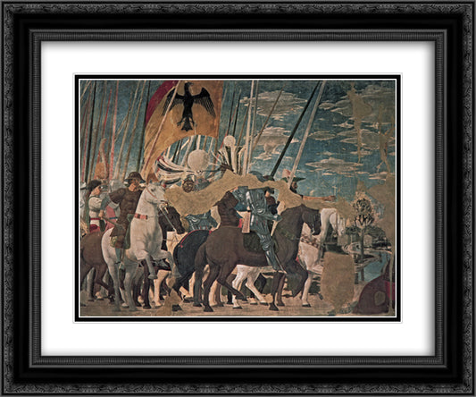 Constantine's Victory over Maxentius (detail) 24x20 Black Ornate Wood Framed Art Print Poster with Double Matting by Piero, della Francesca