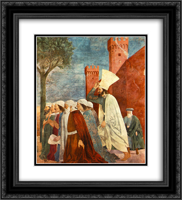 Heraclius Restores the Cross to Jerusalem 20x22 Black Ornate Wood Framed Art Print Poster with Double Matting by Piero, della Francesca
