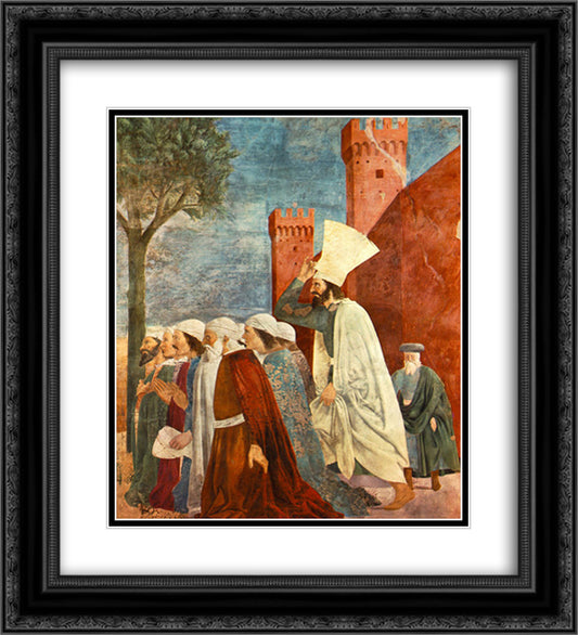 Heraclius Restores the Cross to Jerusalem 20x22 Black Ornate Wood Framed Art Print Poster with Double Matting by Piero, della Francesca