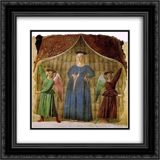 Madonna del Parto 20x20 Black Ornate Wood Framed Art Print Poster with Double Matting by Piero, della Francesca