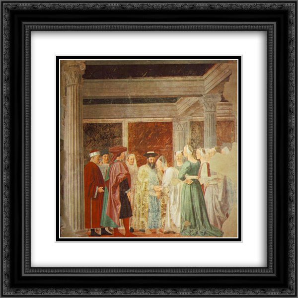 Meeting between the Queen of Sheba and King Solomon 20x20 Black Ornate Wood Framed Art Print Poster with Double Matting by Piero, della Francesca