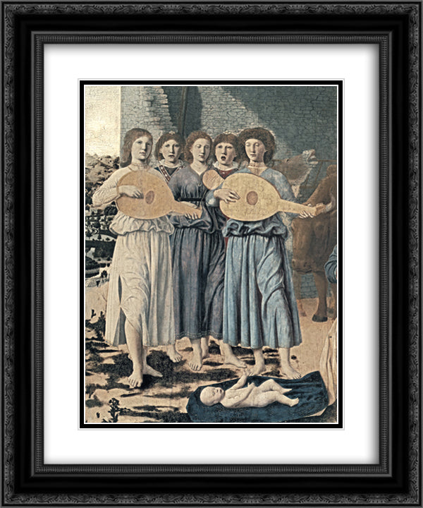 Nativity (detail) 20x24 Black Ornate Wood Framed Art Print Poster with Double Matting by Piero, della Francesca