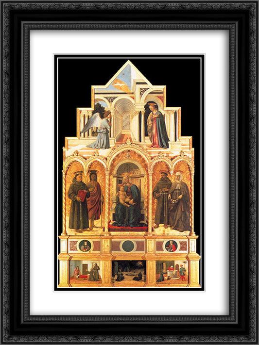 Polyptych of St. Anthony 18x24 Black Ornate Wood Framed Art Print Poster with Double Matting by Piero, della Francesca