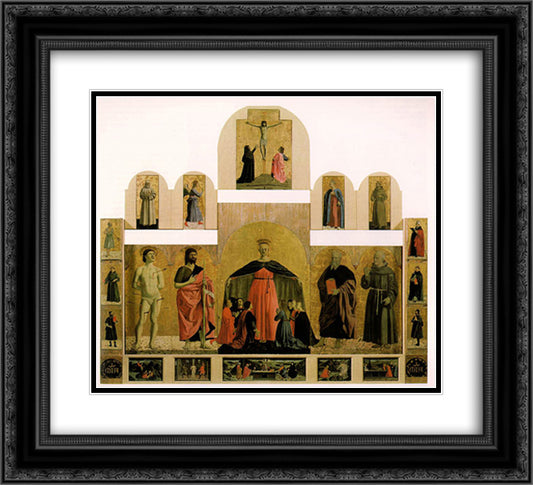 Polyptych of the Misericordia 22x20 Black Ornate Wood Framed Art Print Poster with Double Matting by Piero, della Francesca