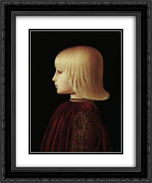 Portrait of a boy 20x24 Black Ornate Wood Framed Art Print Poster with Double Matting by Piero, della Francesca