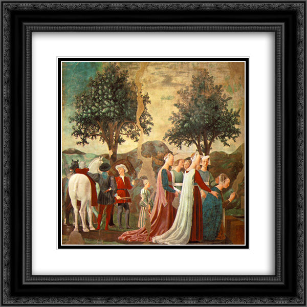 Procession of the Queen of Sheba 20x20 Black Ornate Wood Framed Art Print Poster with Double Matting by Piero, della Francesca