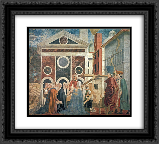 Recognition of the True Cross 22x20 Black Ornate Wood Framed Art Print Poster with Double Matting by Piero, della Francesca