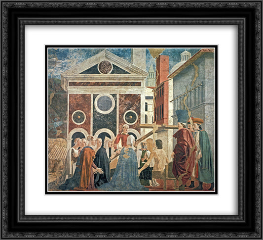 Recognition of the True Cross 22x20 Black Ornate Wood Framed Art Print Poster with Double Matting by Piero, della Francesca