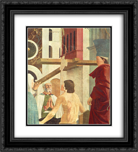 Recognition of the True Cross (detail) 20x22 Black Ornate Wood Framed Art Print Poster with Double Matting by Piero, della Francesca