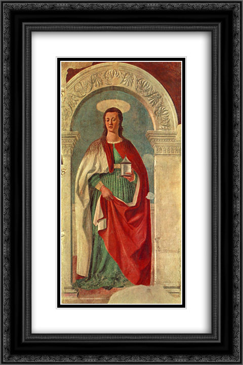 Saint Mary Magdalen 16x24 Black Ornate Wood Framed Art Print Poster with Double Matting by Piero, della Francesca