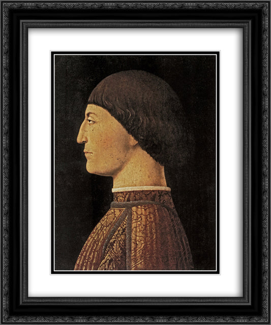 Sigismondo Malatesta 20x24 Black Ornate Wood Framed Art Print Poster with Double Matting by Piero, della Francesca