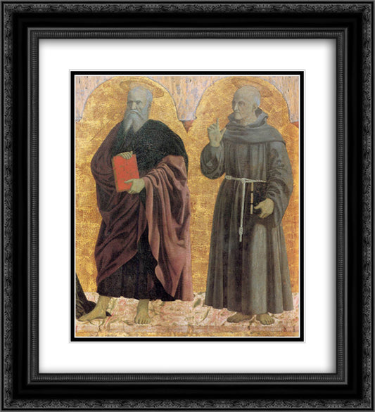 St. Andrew and St. Bernardino 20x22 Black Ornate Wood Framed Art Print Poster with Double Matting by Piero, della Francesca