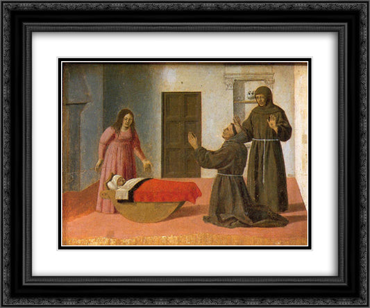 St. Anthony Resurrects a Child 24x20 Black Ornate Wood Framed Art Print Poster with Double Matting by Piero, della Francesca