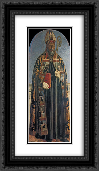 St. Augustine 14x24 Black Ornate Wood Framed Art Print Poster with Double Matting by Piero, della Francesca
