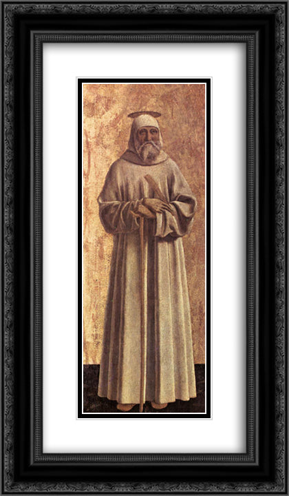 St. Benedict 14x24 Black Ornate Wood Framed Art Print Poster with Double Matting by Piero, della Francesca