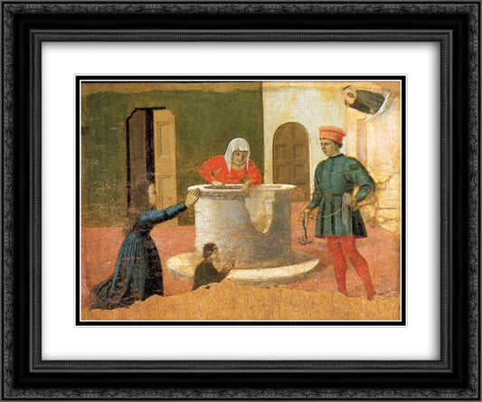 St. Elizabeth Saves a Boy 24x20 Black Ornate Wood Framed Art Print Poster with Double Matting by Piero, della Francesca